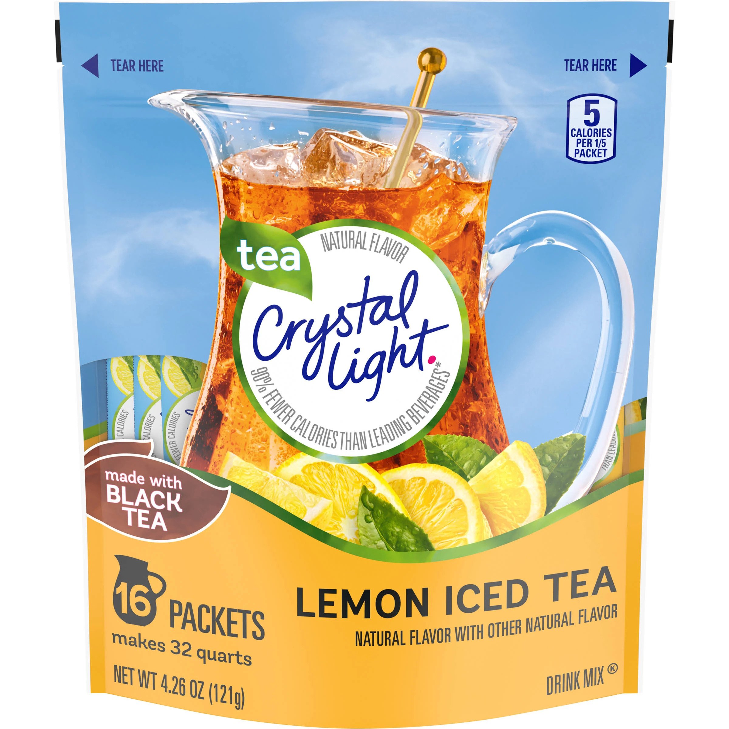 Crystal Light Natural Lemon Iced Tea 16 Pitcher Packs Makes 32 Quarts ...