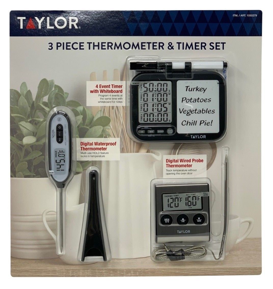 Taylor 3 Piece Thermometer & Timer Set 77784030134 eBay