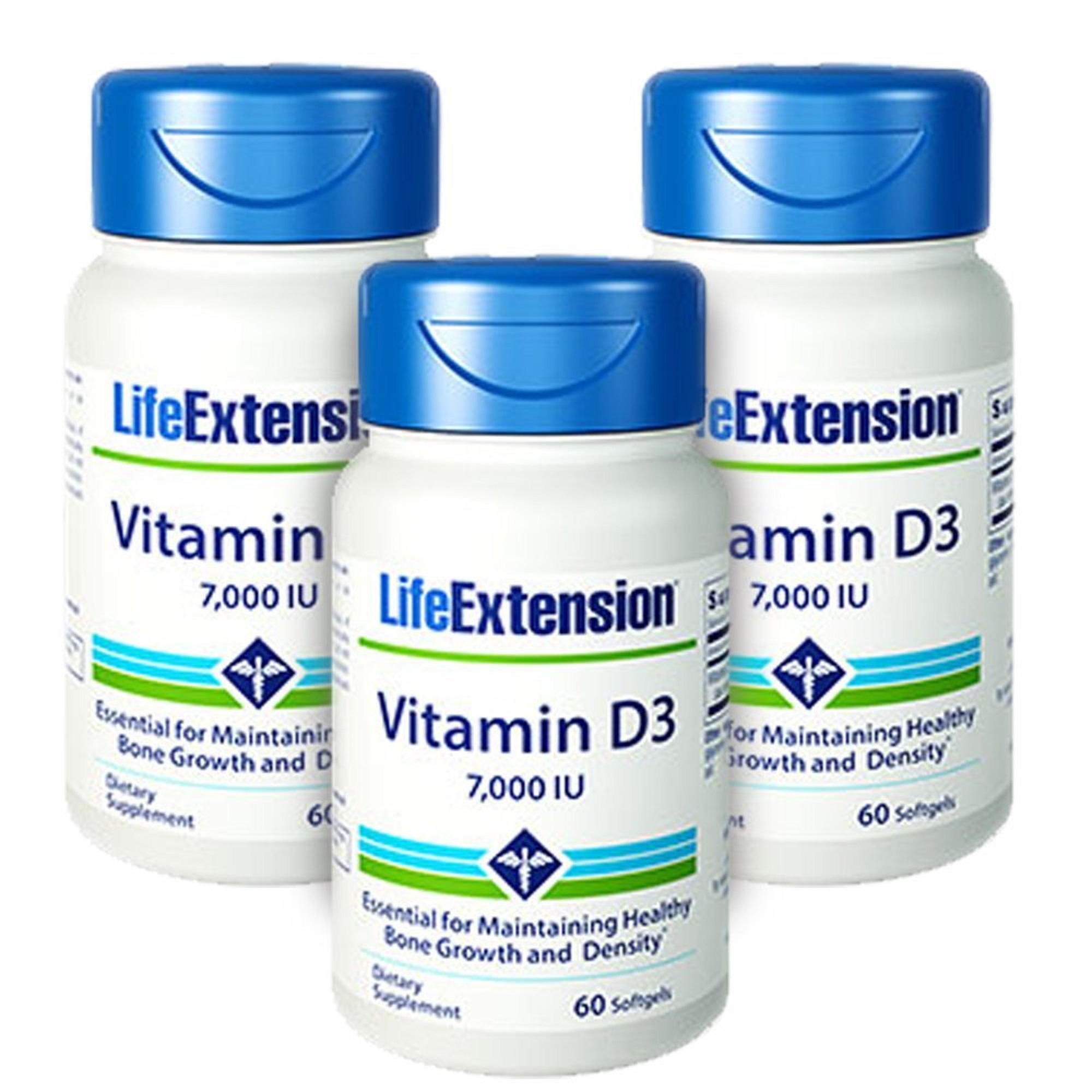 Life Extension Vitamin D 3 7000 IU 60 Softgels (Pack of 3) 737870171867